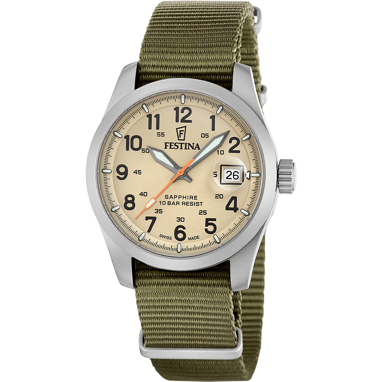 Festina Swiss Made Field F20082/1 Herrenuhr • Saphirglas mit Super-LumiNova • 10 ATM wasserdicht