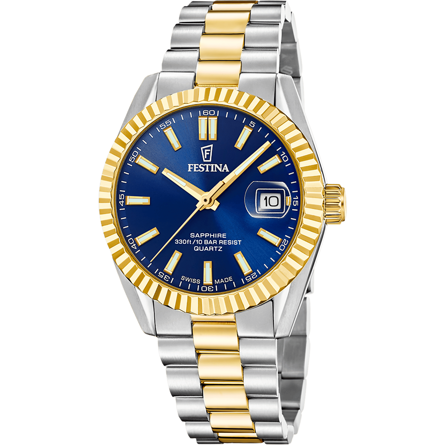 Festina F20085/B Herrenuhr Bicolor/Blau • Saphirglas • Schweizer Quarzwerk