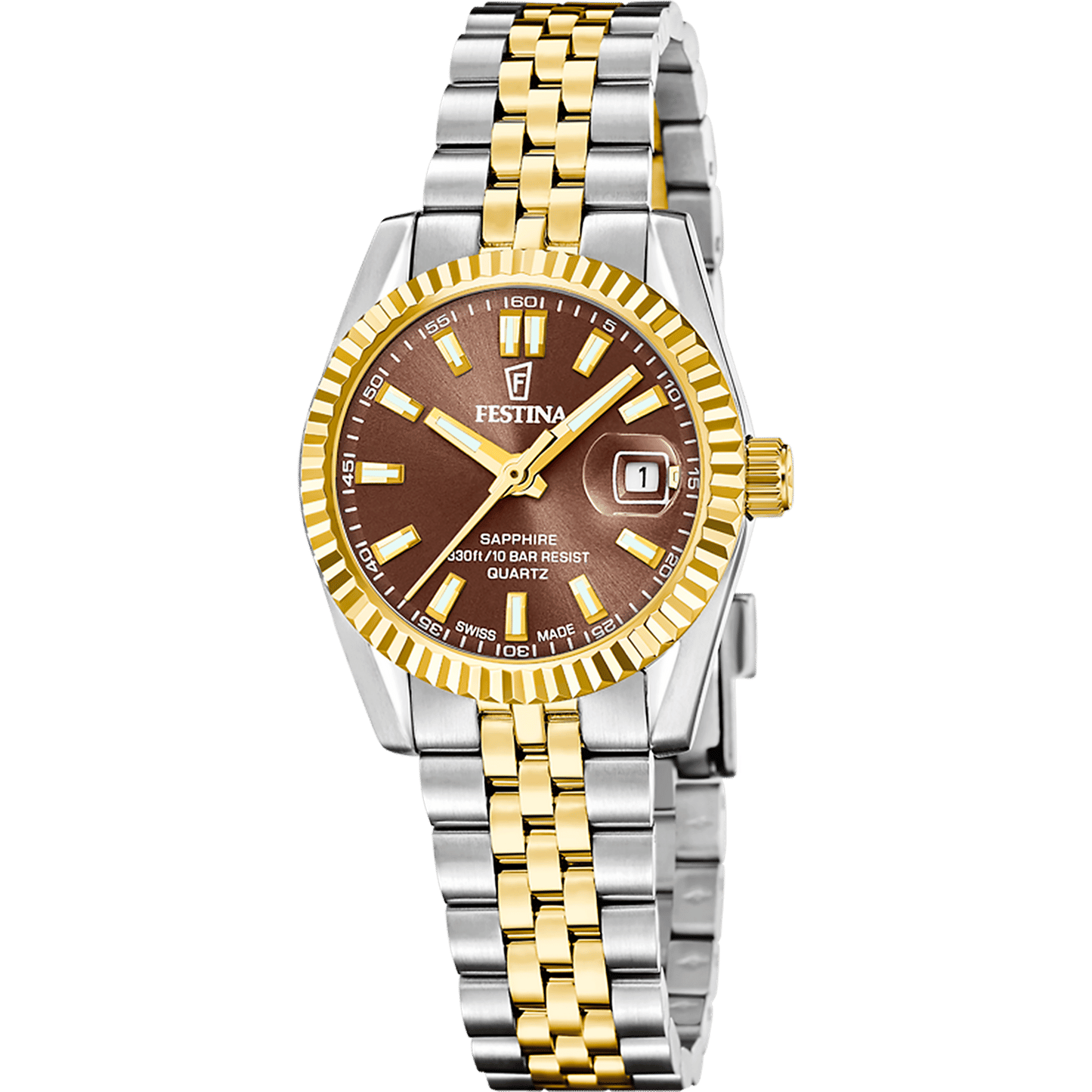 Festina Swiss Made Classic Steel F20088/3 Damenuhr Bicolor • Saphirglas • 10 bar wasserdicht