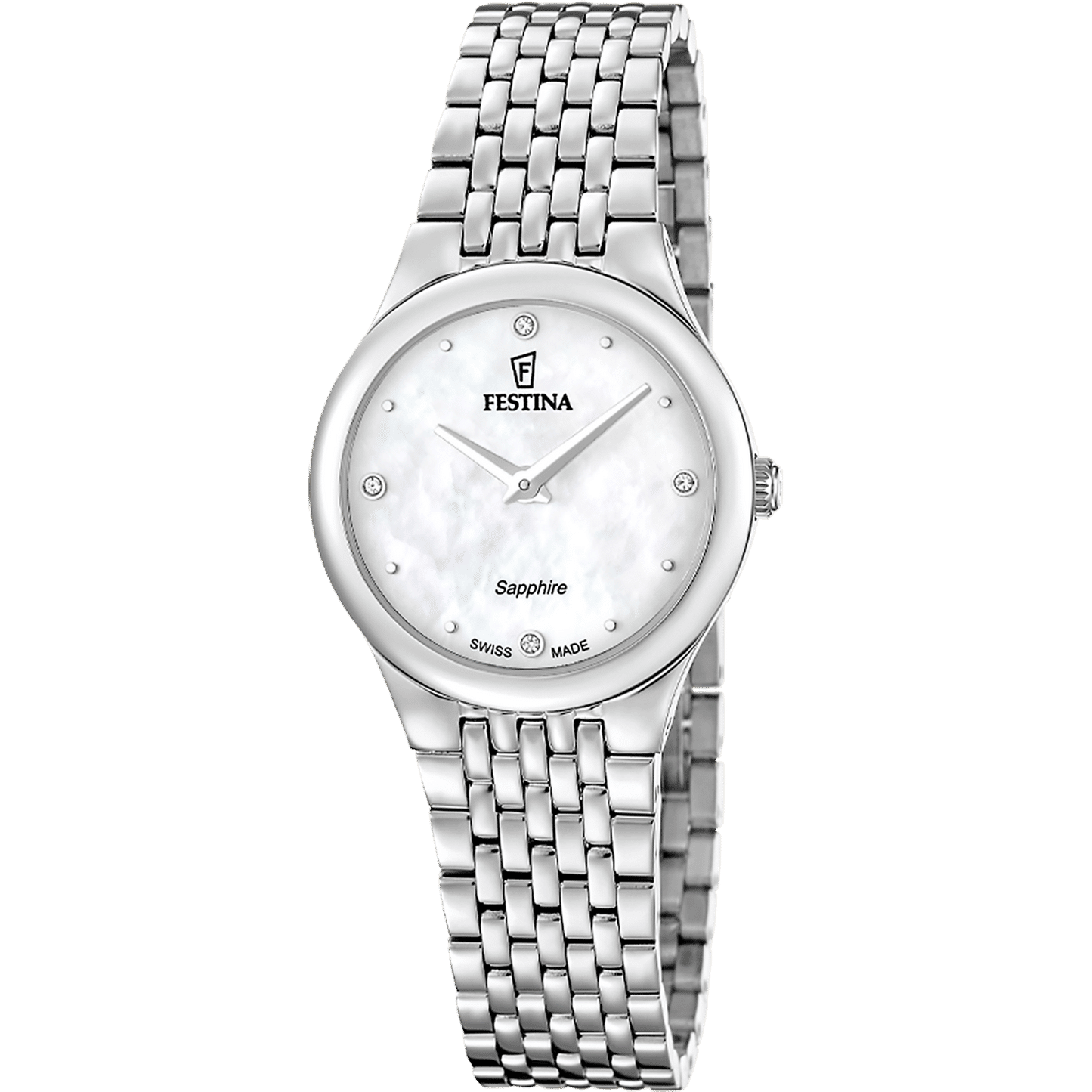 Festina Swiss Made Grace F20096/1 Damenuhr • Saphirglas • Edelstahl-Armband