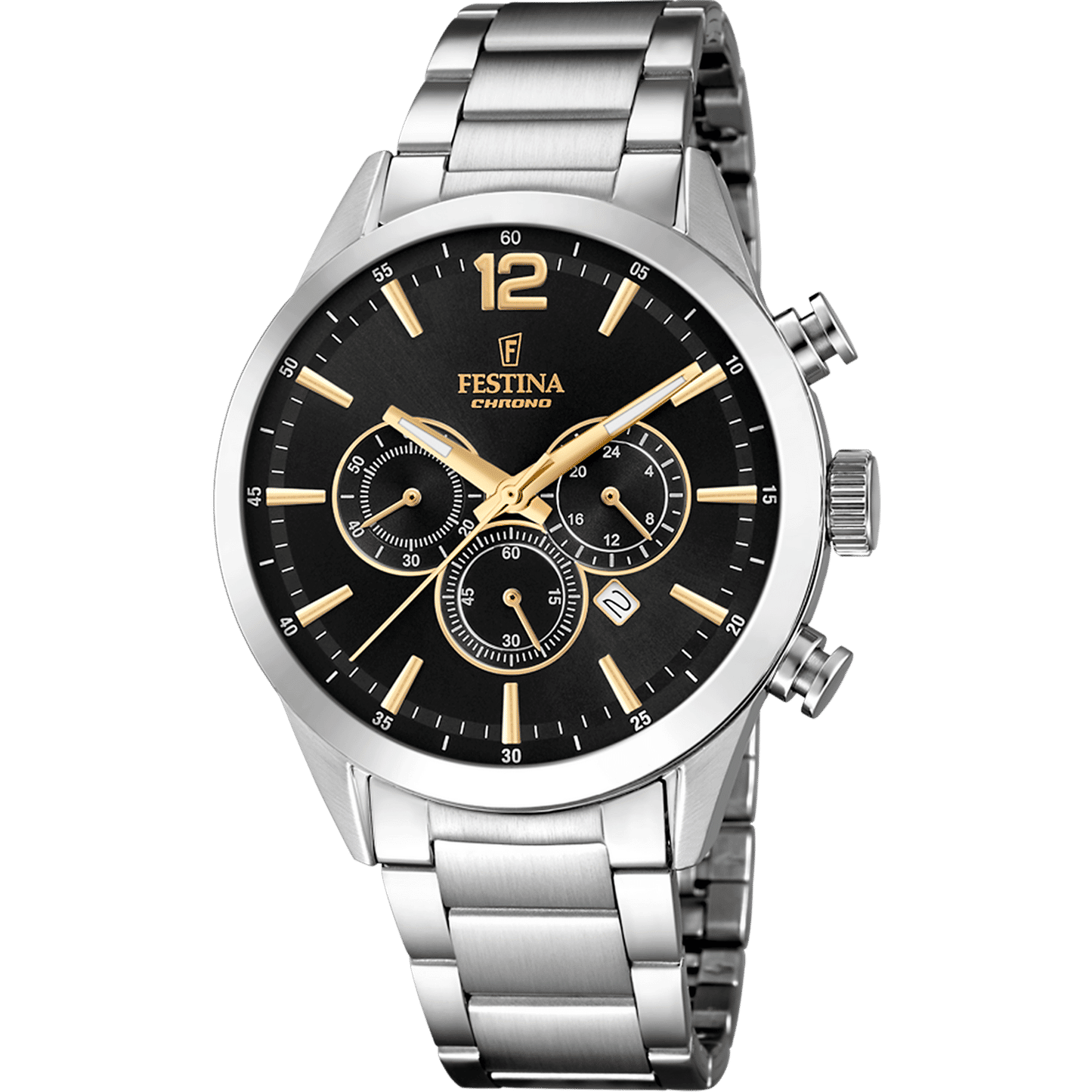 Festina Timeless Chronograph F20343/4 Herrenuhr Schwarz • Chronographenfunktion • Mineralglas