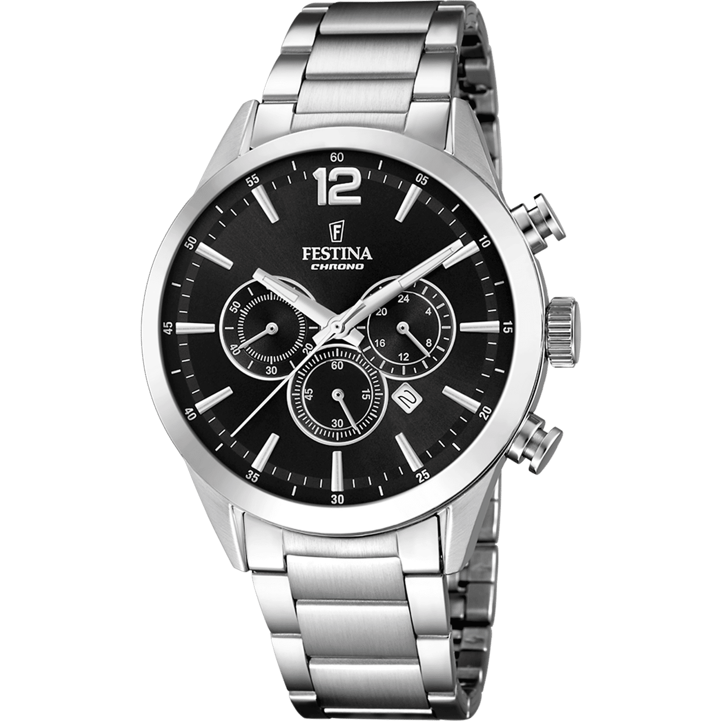 Festina Timeless Chronograph F20343/8 Herrenuhr Schwarz • Chronograph • Mineralglas