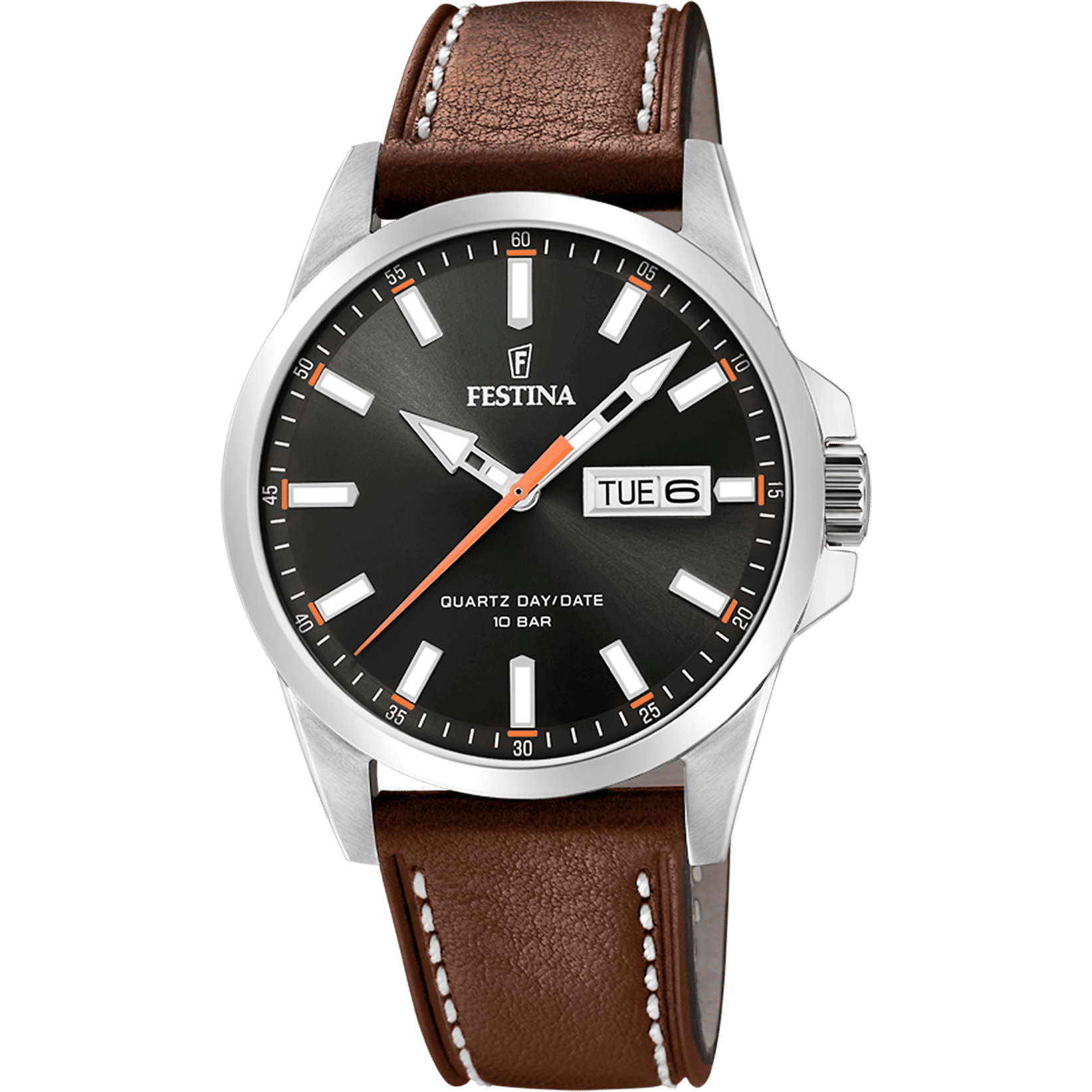 Festina Classics F20358/2 Herrenuhr Schwarz • Mineralglas • Echtlederarmband