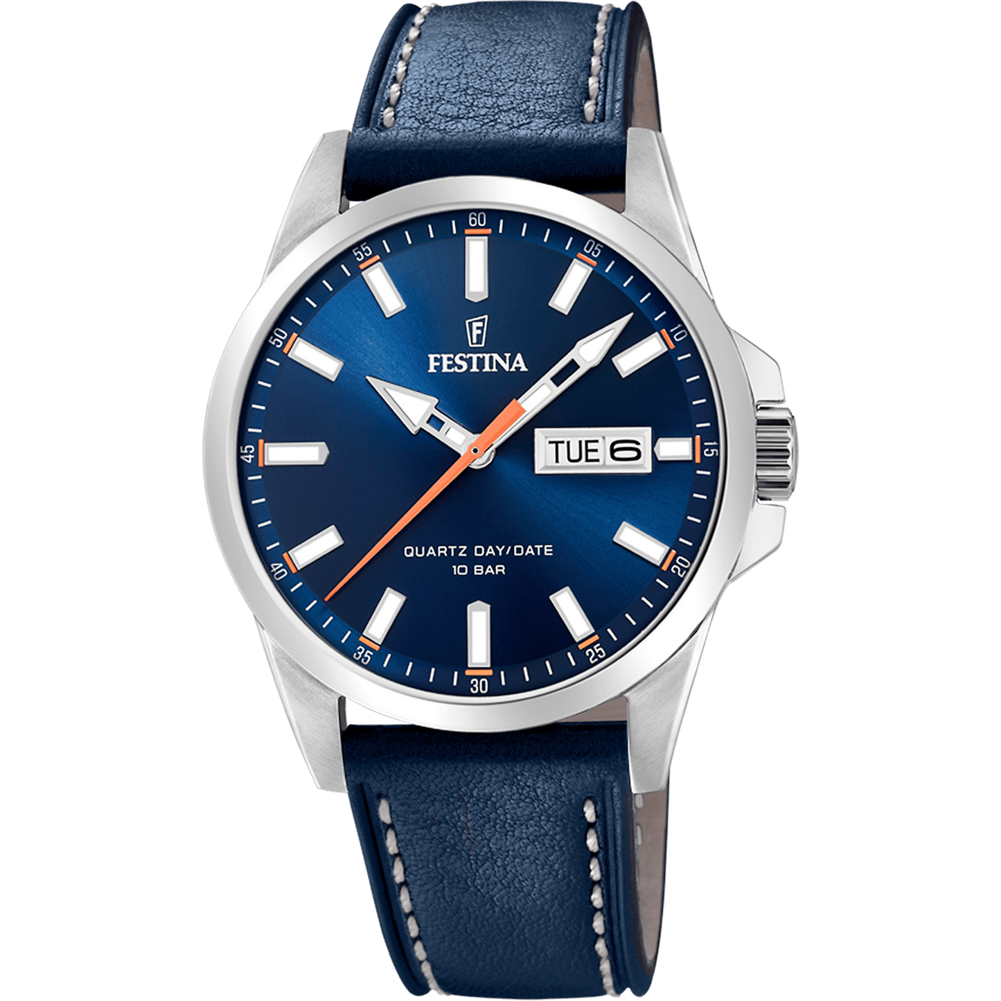 Festina Classics F20358/3 Herrenuhr • Blaues Zifferblatt mit Datum • Blaues Lederarmband