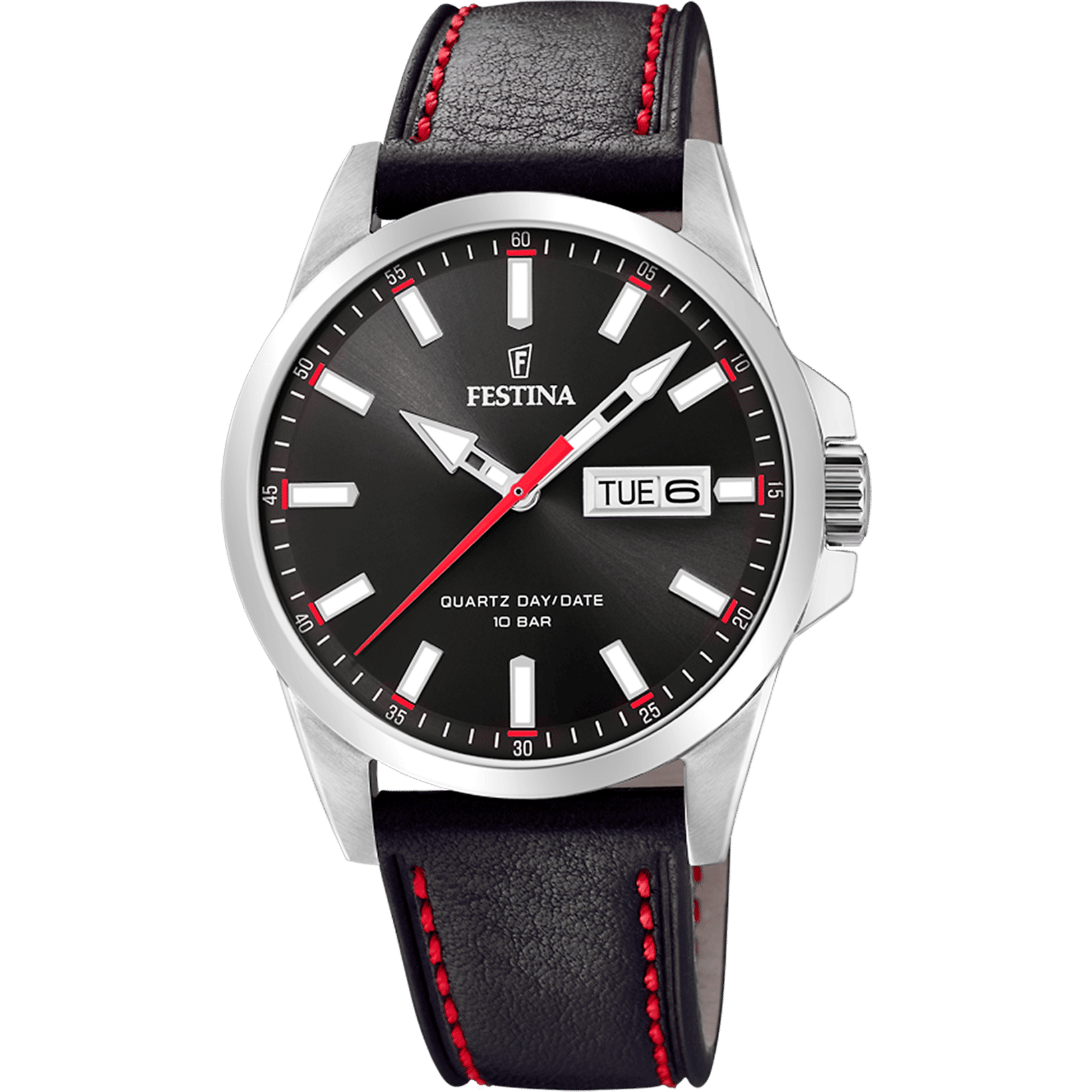 Festina Classics F20358/4 Herrenuhr • Schwarzes Lederarmband • Mineralglas