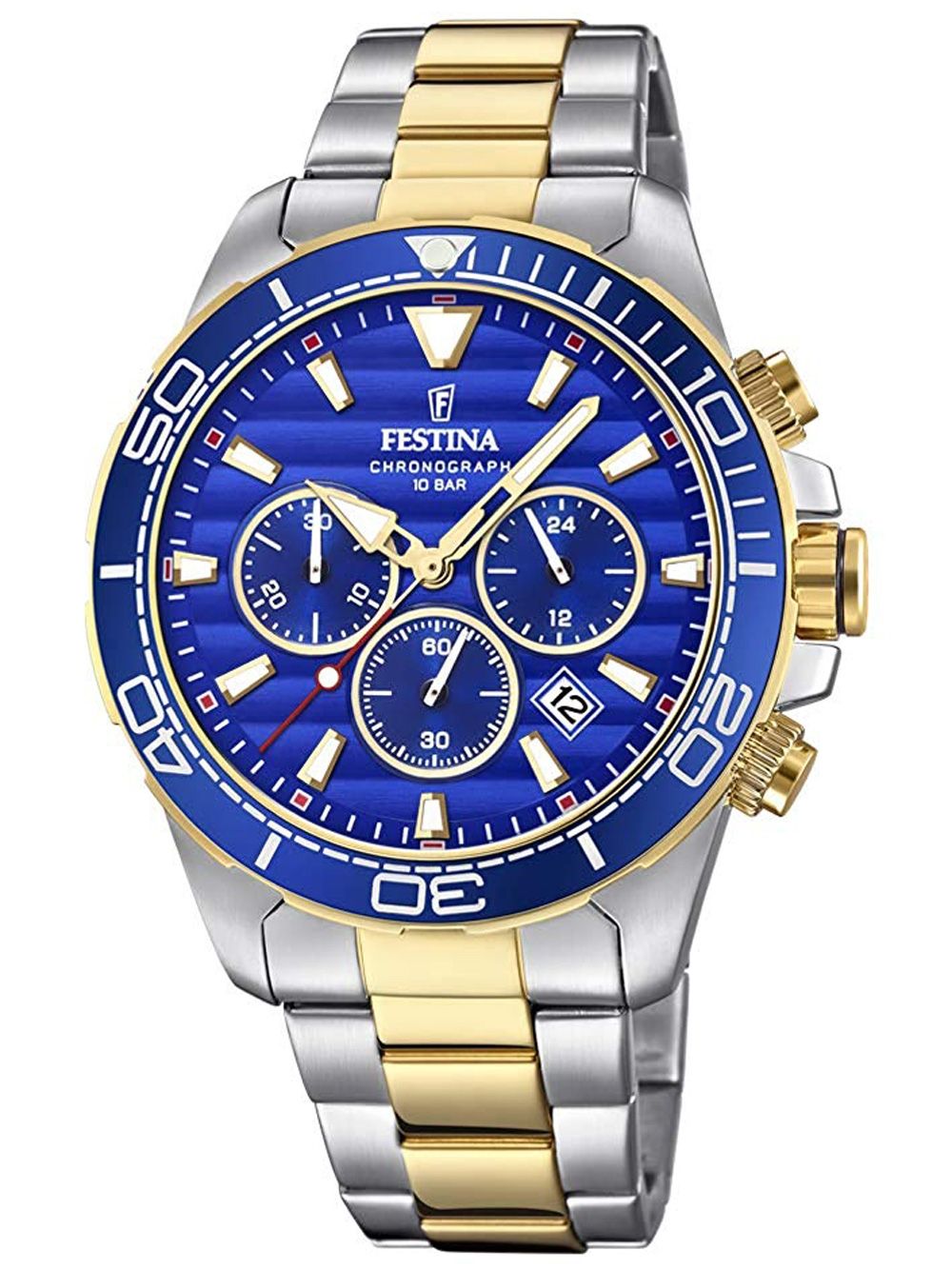 Festina Prestige F20363/2 Herrenuhr Blau • Chronograph • Bicolor-Edelstahl