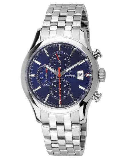 Festina Timeless Chronograph F20374/2 Herren • Blaues Zifferblatt • Mineralglas