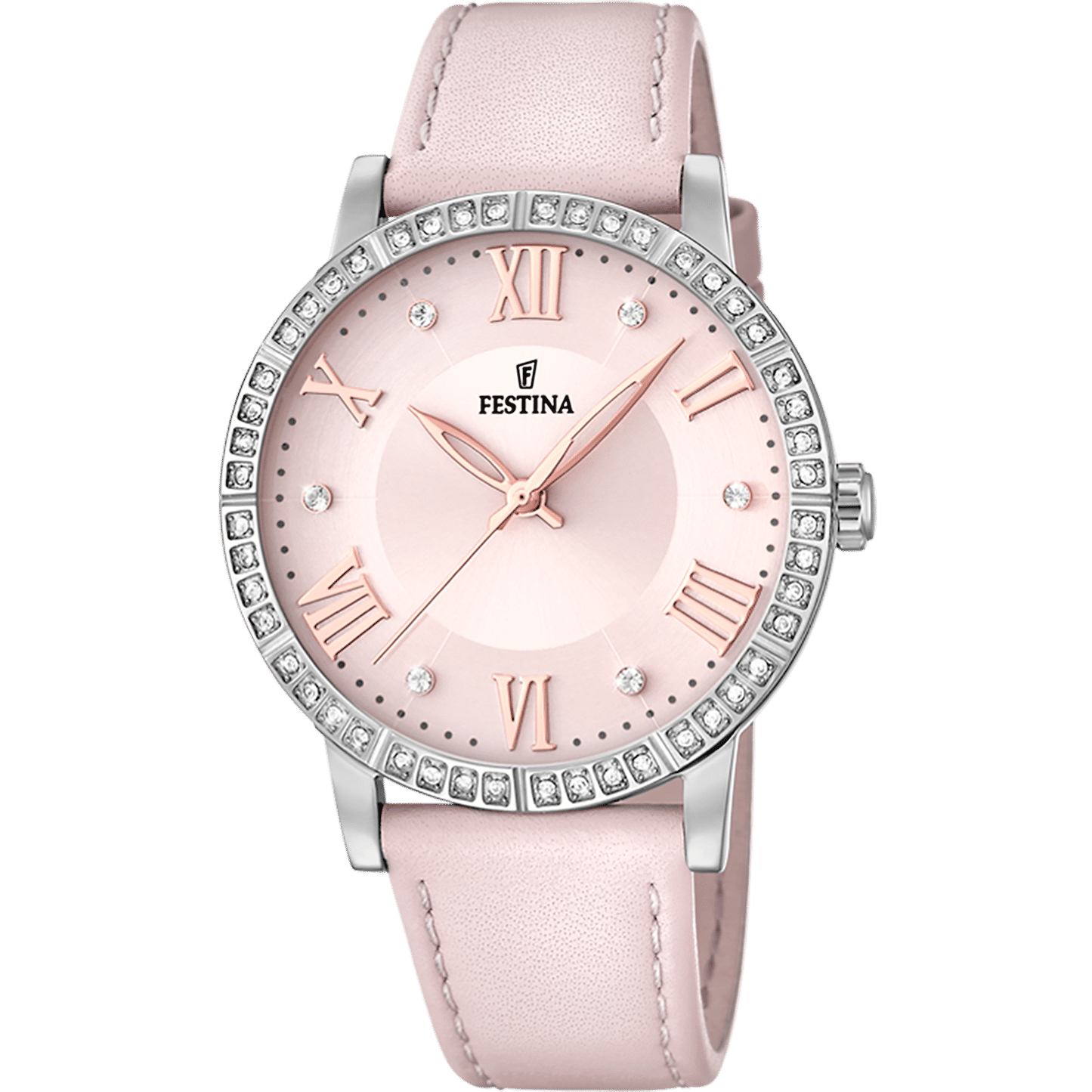 Festina Boyfriend F20412/2 Damenuhr Rosa • Mineralglas • Zirkonia-Besatz