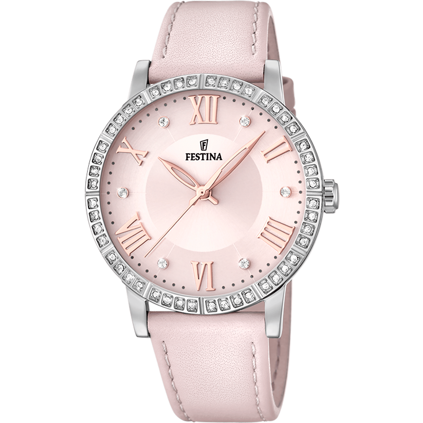 Festina Boyfriend F20412/2 Damenuhr Rosa • Mineralglas • Zirkonia-Besatz