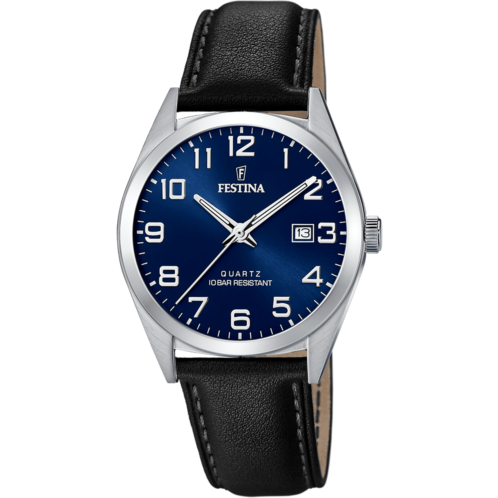Festina Classics F20446/2 Herrenuhr Blau • Blaues Lederarmband • Mineralglas