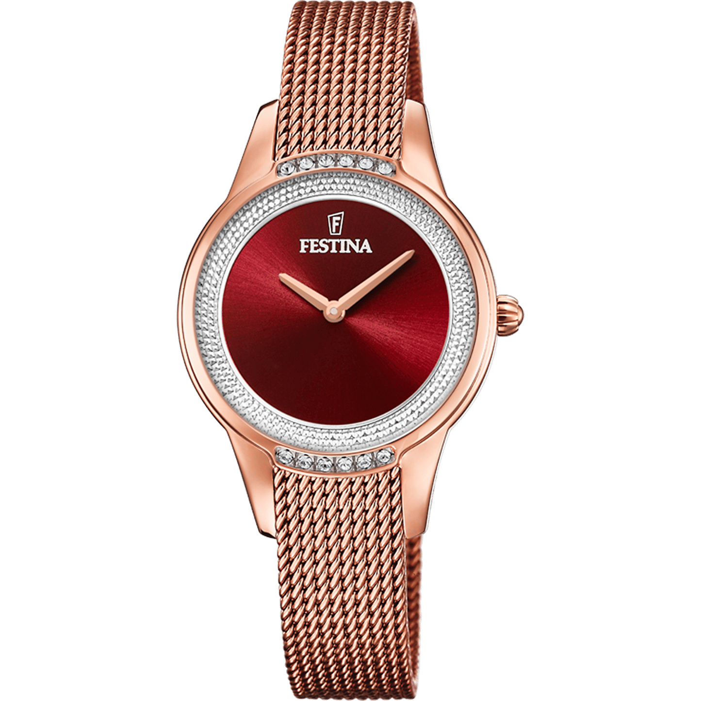 Festina Mademoiselle F20496/1 Damenuhr Rot • Zirkonia-Besatz • Mineralglas