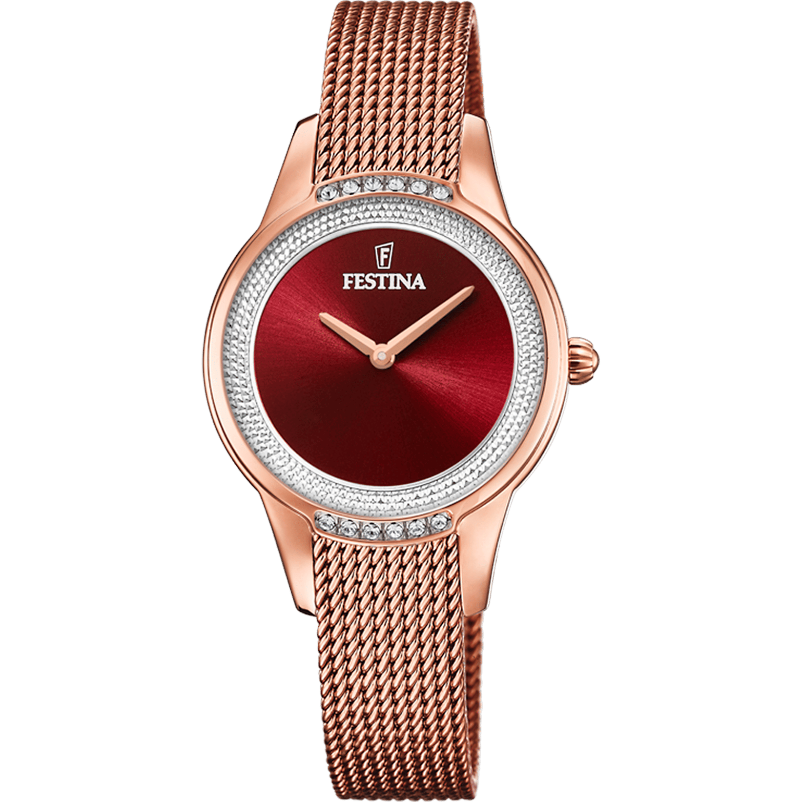 Festina Mademoiselle F20496/1 Damenuhr Rot • Zirkonia-Besatz • Mineralglas