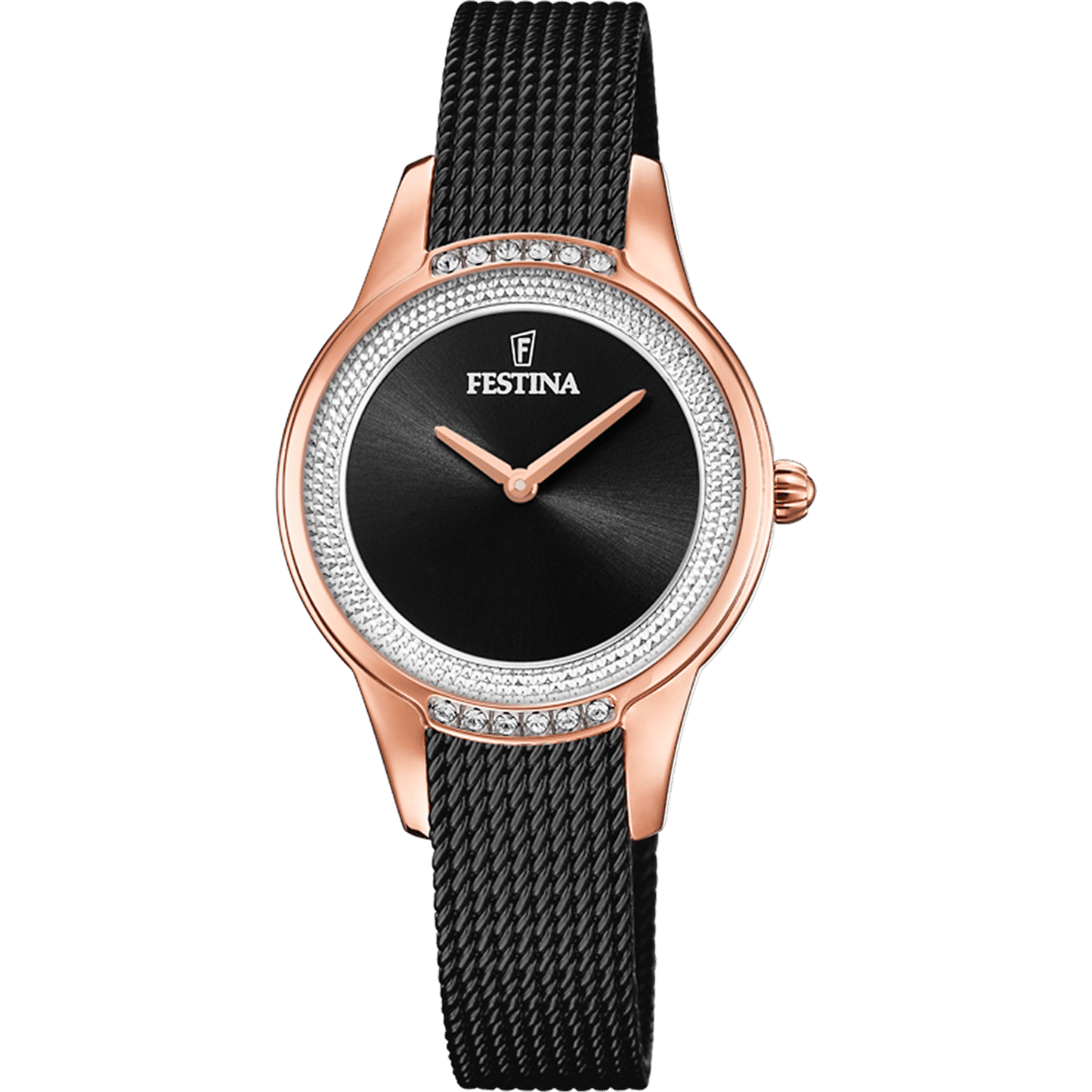 Festina Mademoiselle F20496/2 Damenuhr Schwarz • Mineralglas • Zirkonia-besetztes Edelstahlgehäuse
