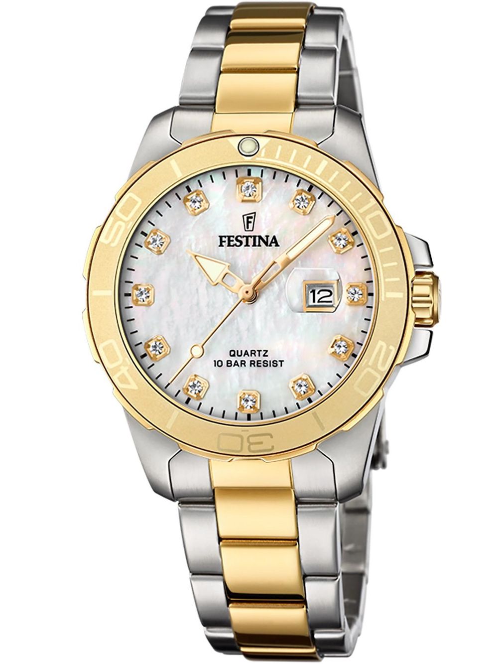 Festina Boyfriend F20504/2 Damenuhr Silber-Gold • Mineralglas • 10 ATM wasserdicht