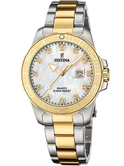 Festina Boyfriend F20504/2 Damenuhr Silber-Gold • Mineralglas • 10 ATM wasserdicht