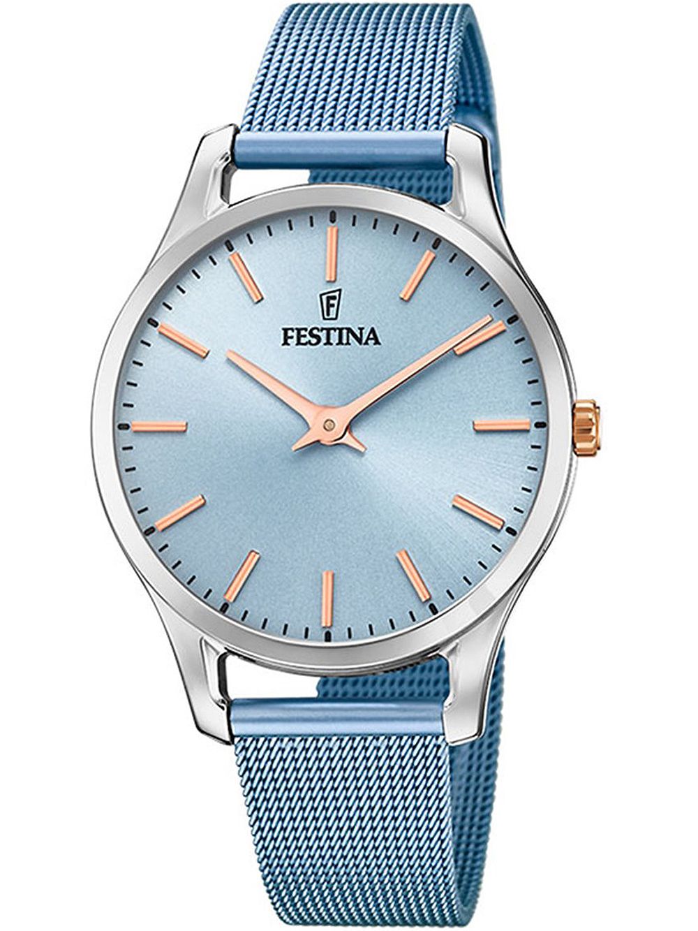 Festina Boyfriend F20506/2 Damenuhr Blau • Mineralglas • Mesharmband