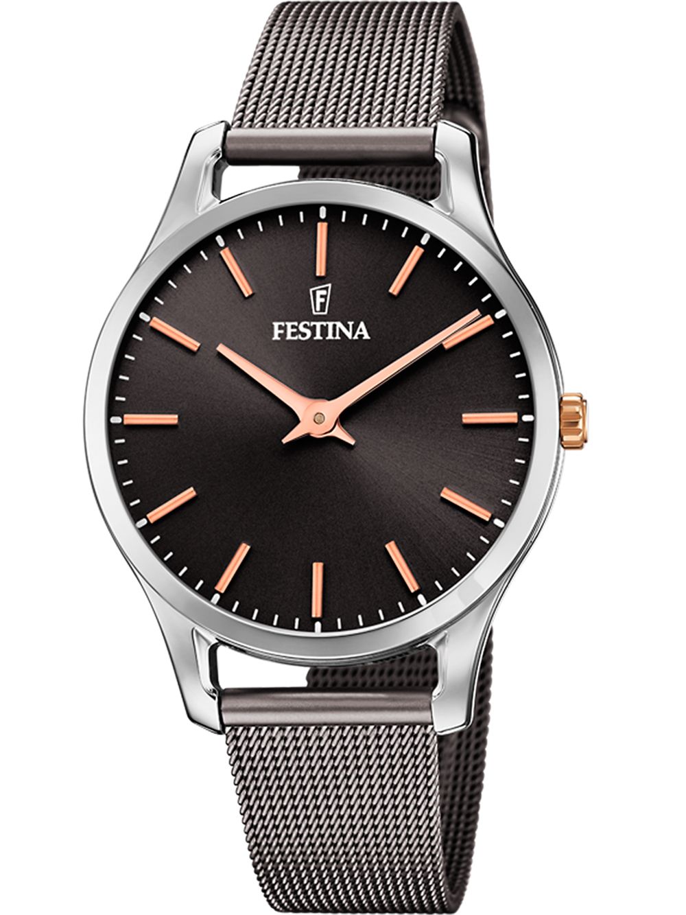 Festina Boyfriend F20506/3 Damenuhr Grau • Milanaise Edelstahlarmband • Mineralglas