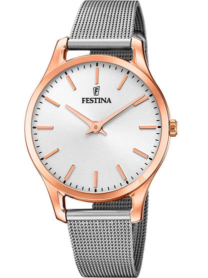 Festina Boyfriend F20507/1 Damenuhr Silber • Mineralglas • Edelstahlarmband