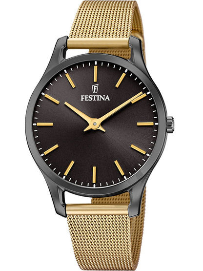 Festina Boyfriend F20508/1 Damenuhr Weiß • Goldfarben Edelstahlarmband • Mineralglas