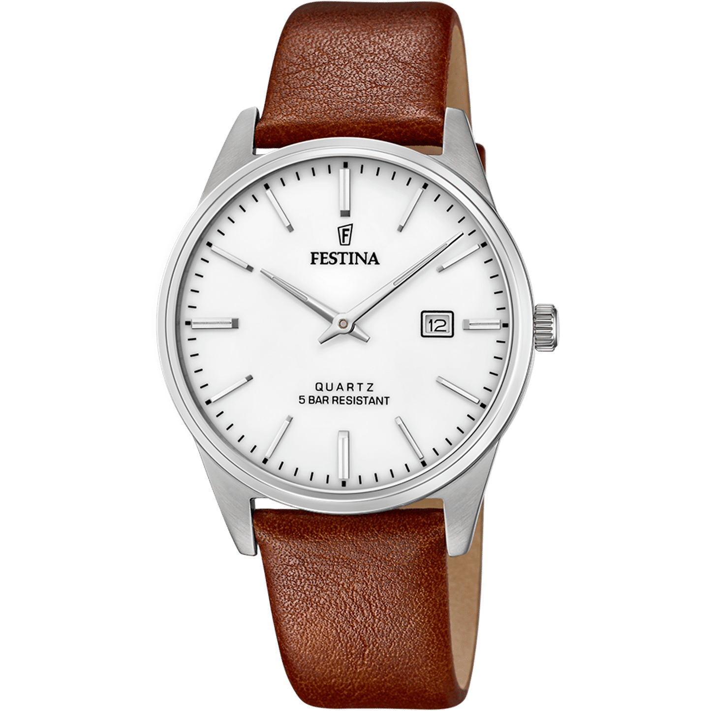 Festina Classics F20512/2 Herrenuhr • Silberfarbenes Zifferblatt • Echtlederarmband