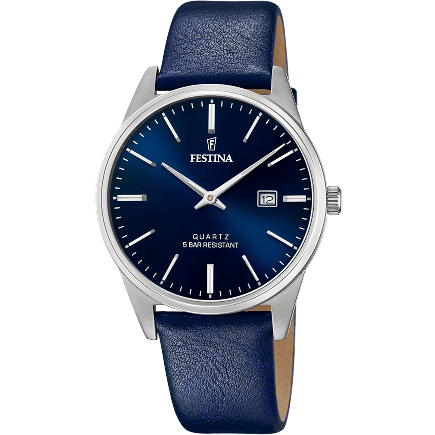 Festina Classics F20512/3 Herrenuhr Blau • Blaues Lederarmband • Mineralglas