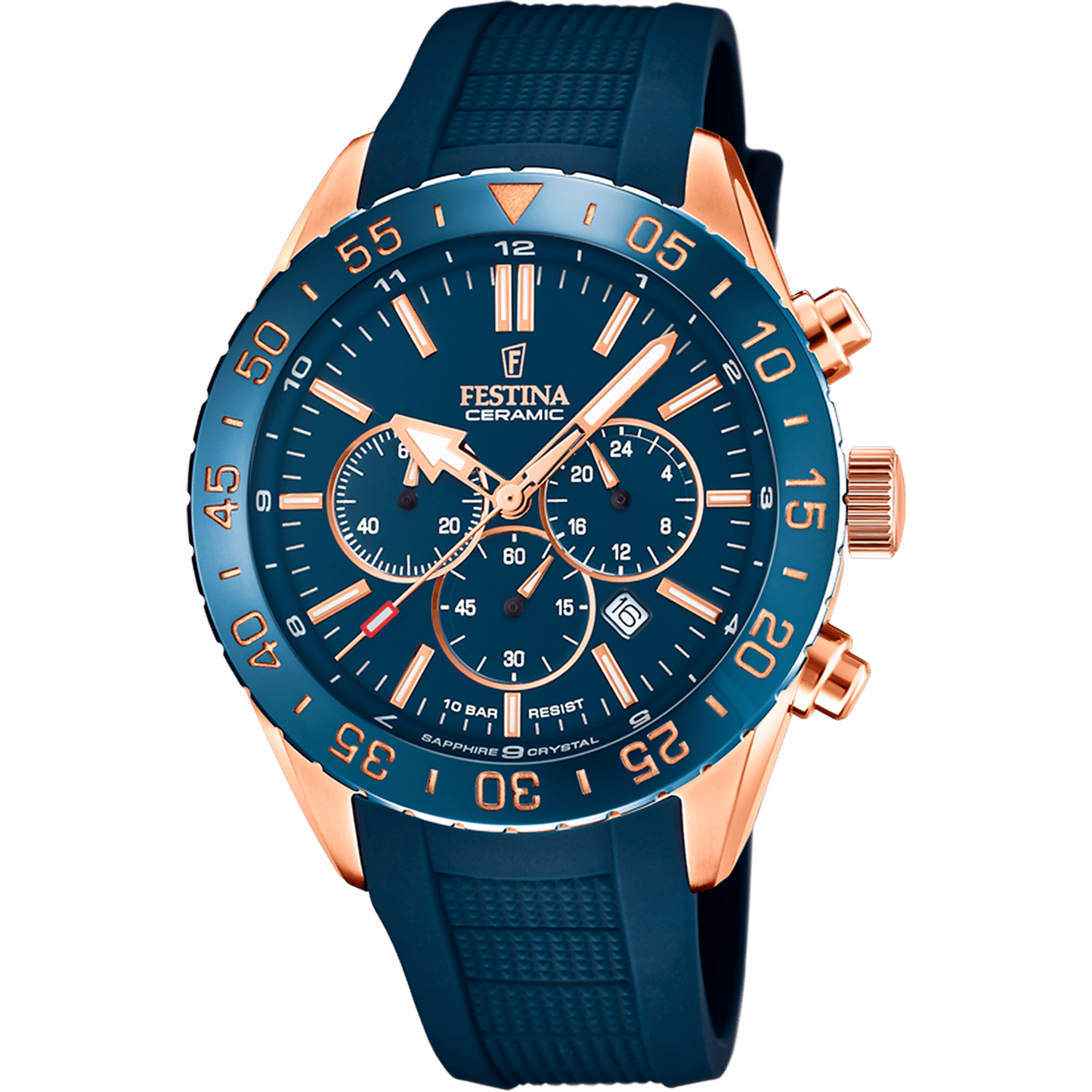 Festina Ceramic F20516/1 Herrenuhr Blau • Saphirglas • Chronograph