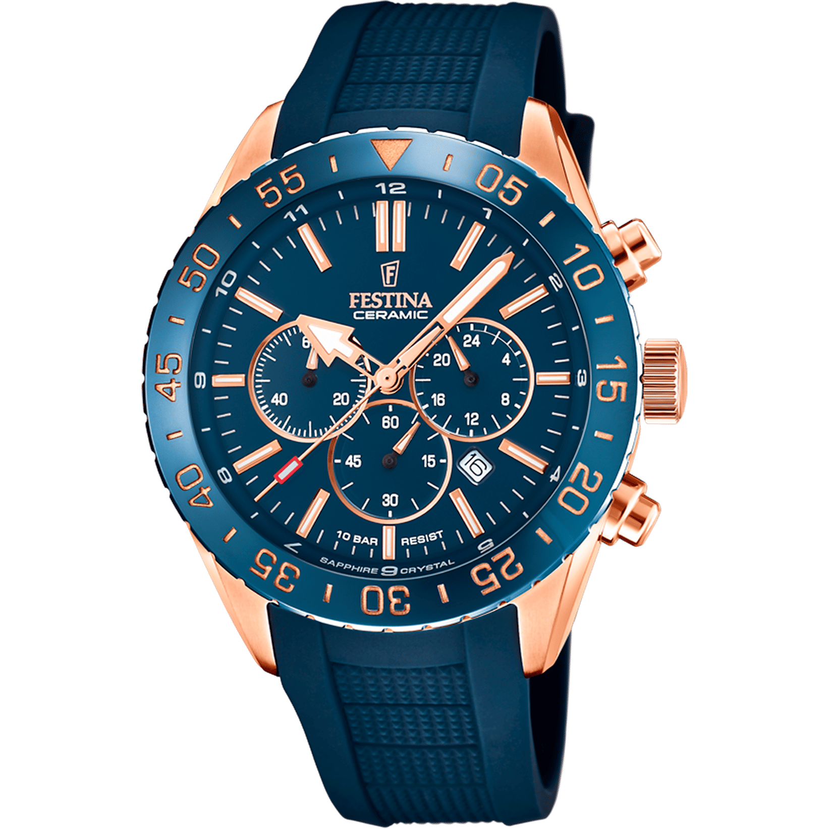 Festina Ceramic F20516/1 Herrenuhr Blau • Saphirglas • Chronograph