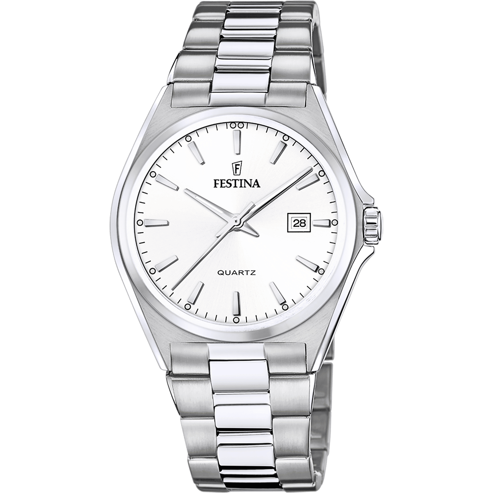 Festina Classics F20552/2 Herrenuhr • Weißes Zifferblatt • Stahlarmband