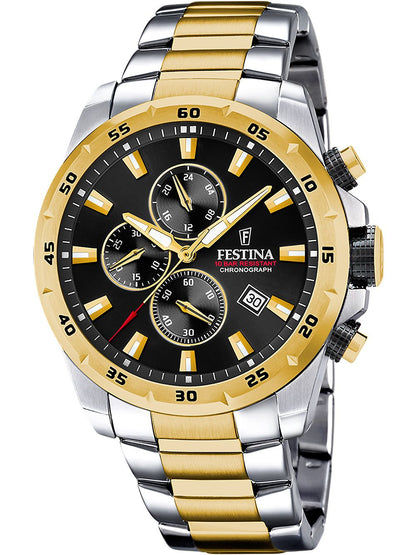 Festina Chrono Sport F20562/4 Herrenuhr Bicolor • Tachymeter-Lünette • Chronograph mit Datum
