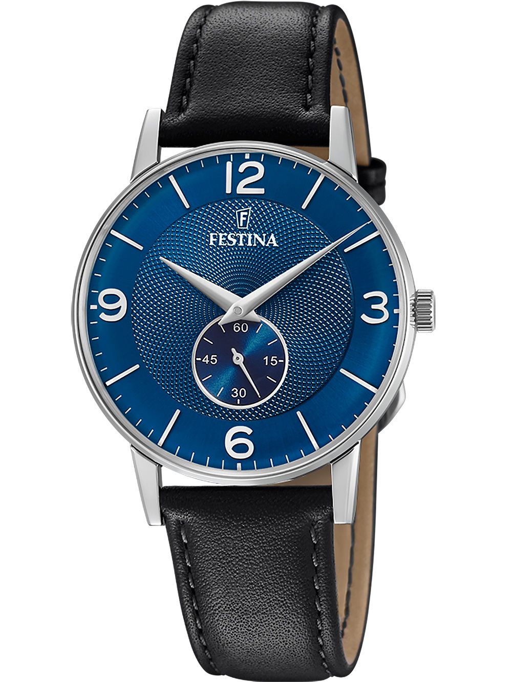 Festina Retro F20566/3 Herrenuhr Blau • Blaues Zifferblatt • Klassisches Lederarmband