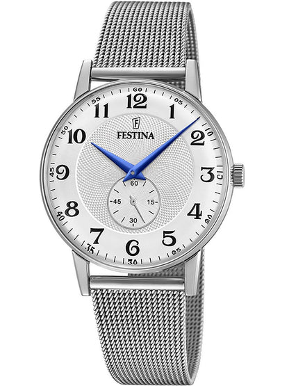 Festina Retro F20568/1 Herrenuhr Silber • Mineralglas • Edelstahlarmband