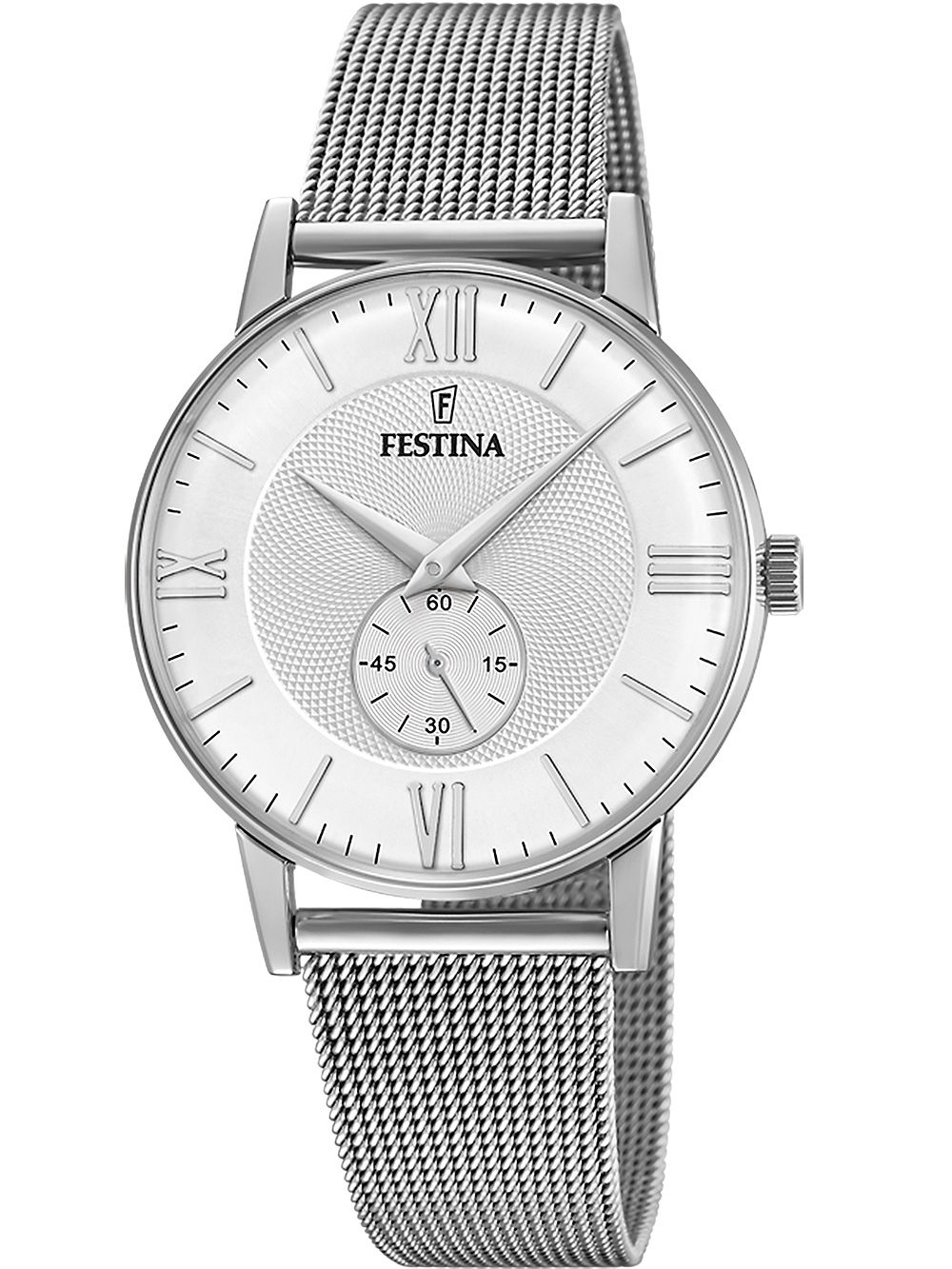 Festina Retro F20568/2 Herrenuhr Silber • Arabische Indizes • Edelstahlarmband