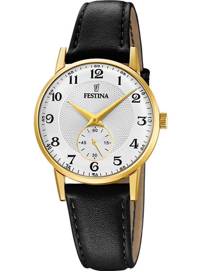 Festina Retro F20571/1 Damenuhr Silber • Kalbslederarmband • Mineralglas
