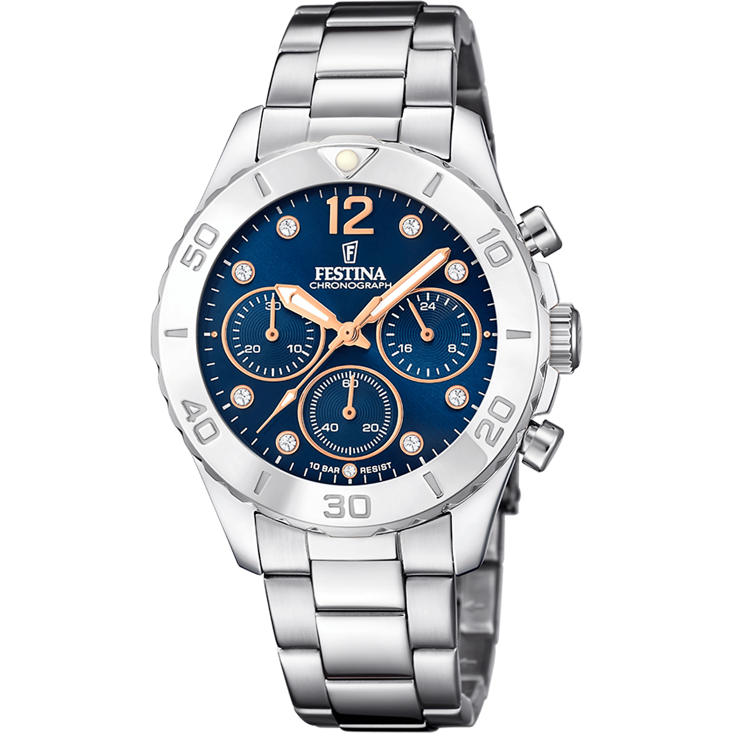 Festina Boyfriend F20603/3 Damenuhr Blau • Chronograph • Mineralglas