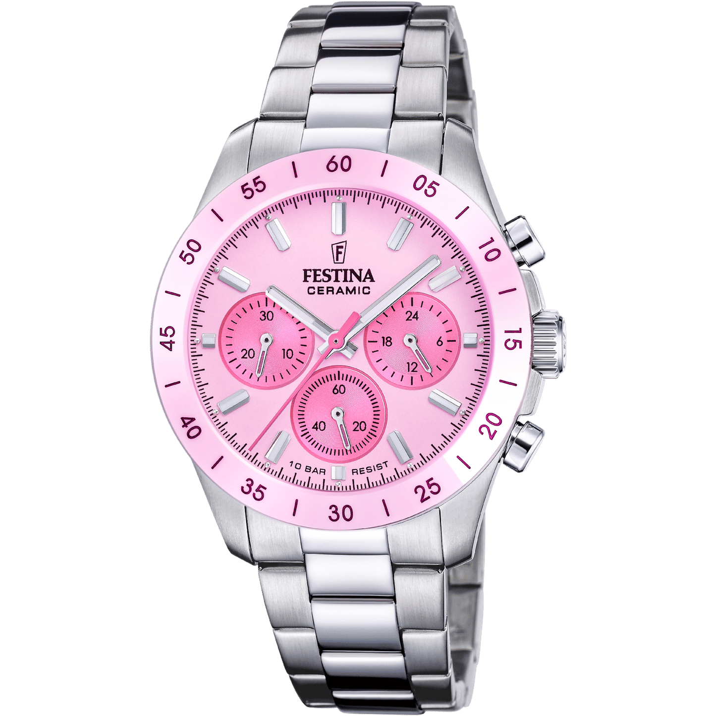 Festina Ceramic F20693/2 Unisex Chronograph Rosa • Keramikgehäuse • 10 ATM