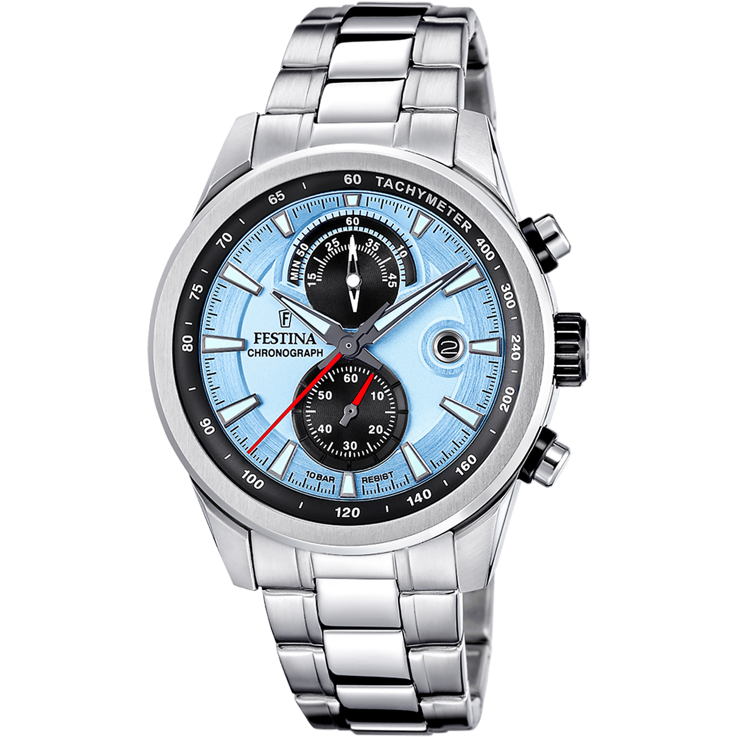 Festina Timeless Chronograph F20694/2 Herrenuhr Hellblau • Chronograph • Edelstahlgehäuse