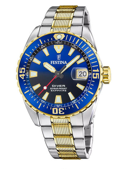 Festina The Originals F20706/1 Herrenuhr Bicolor • Saphirglas • 20 ATM Wasserdicht
