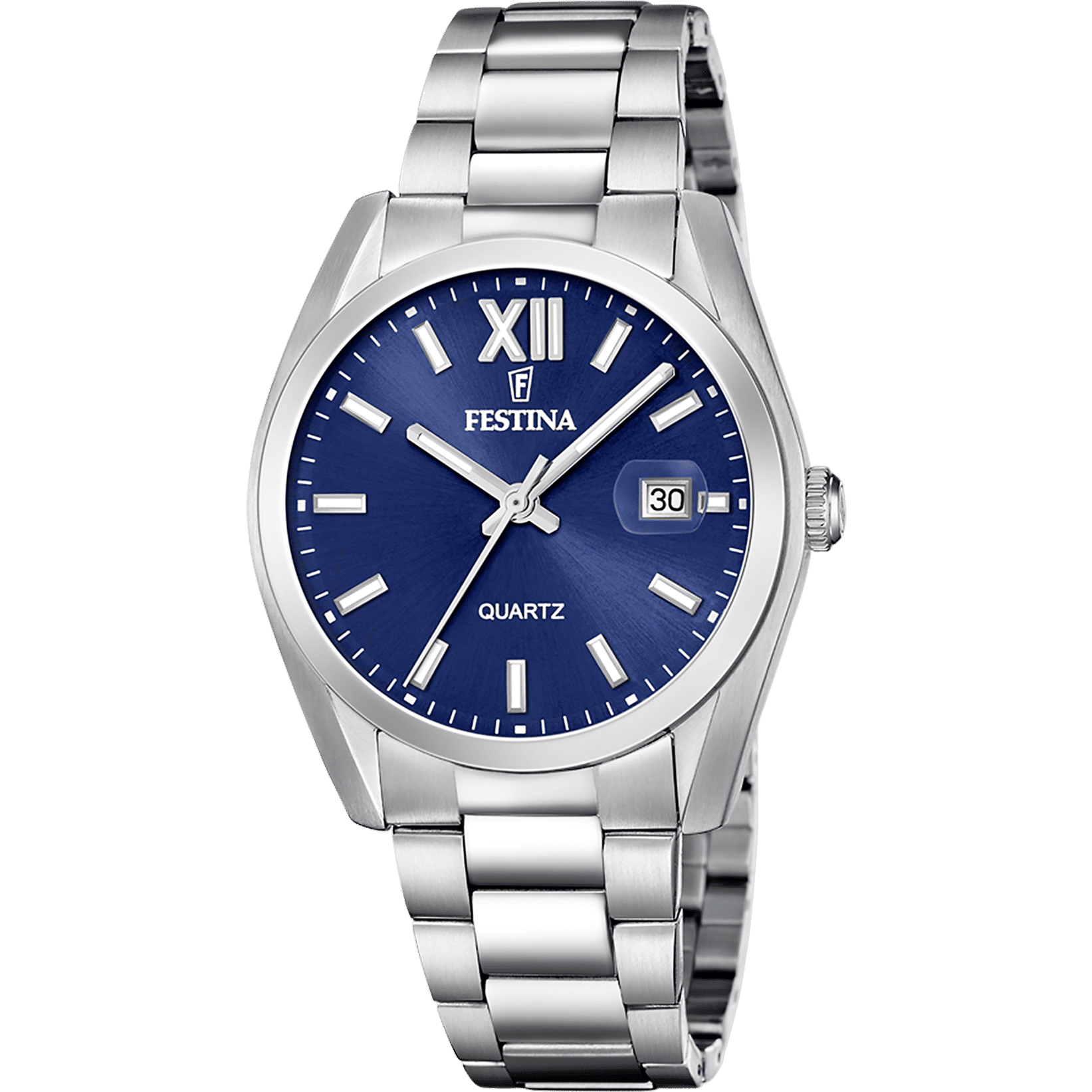 Festina F20707/7 Herrenuhr Quarz • Blaues Edelstahlarmband • 5 ATM Wasserdicht