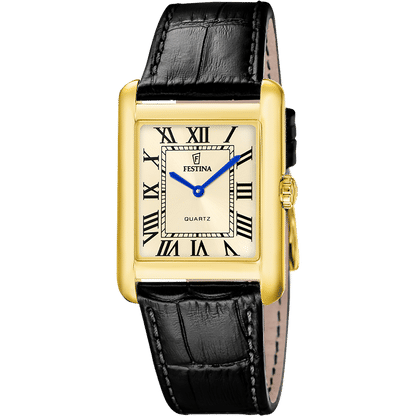 Festina On The Square F20772/2 Herrenuhr Gold • Quarzwerk • Lederarmband