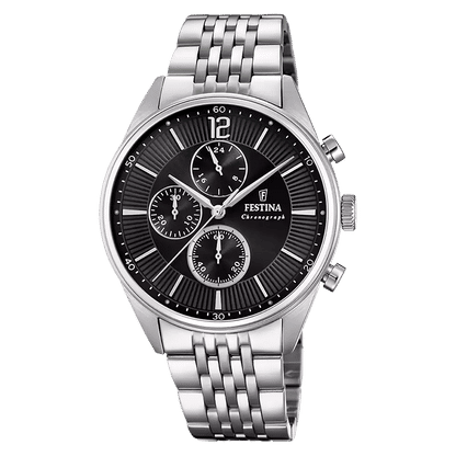 Festina Timeless Chronograph F20285/4 Herrur Svart • Kvarskronograf • Mineralglas