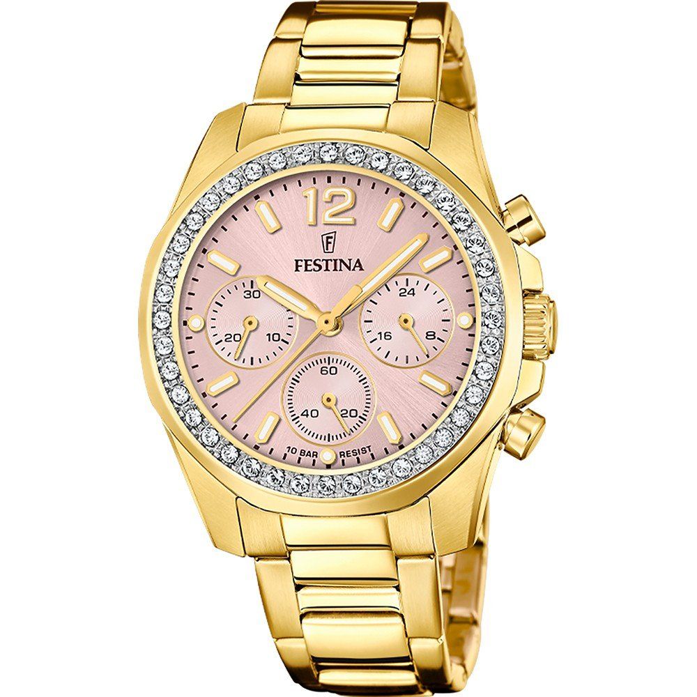 Festina Boyfriend F20609/4 Damenuhr Rosa • Quarz-Chronograph • Mineralglas