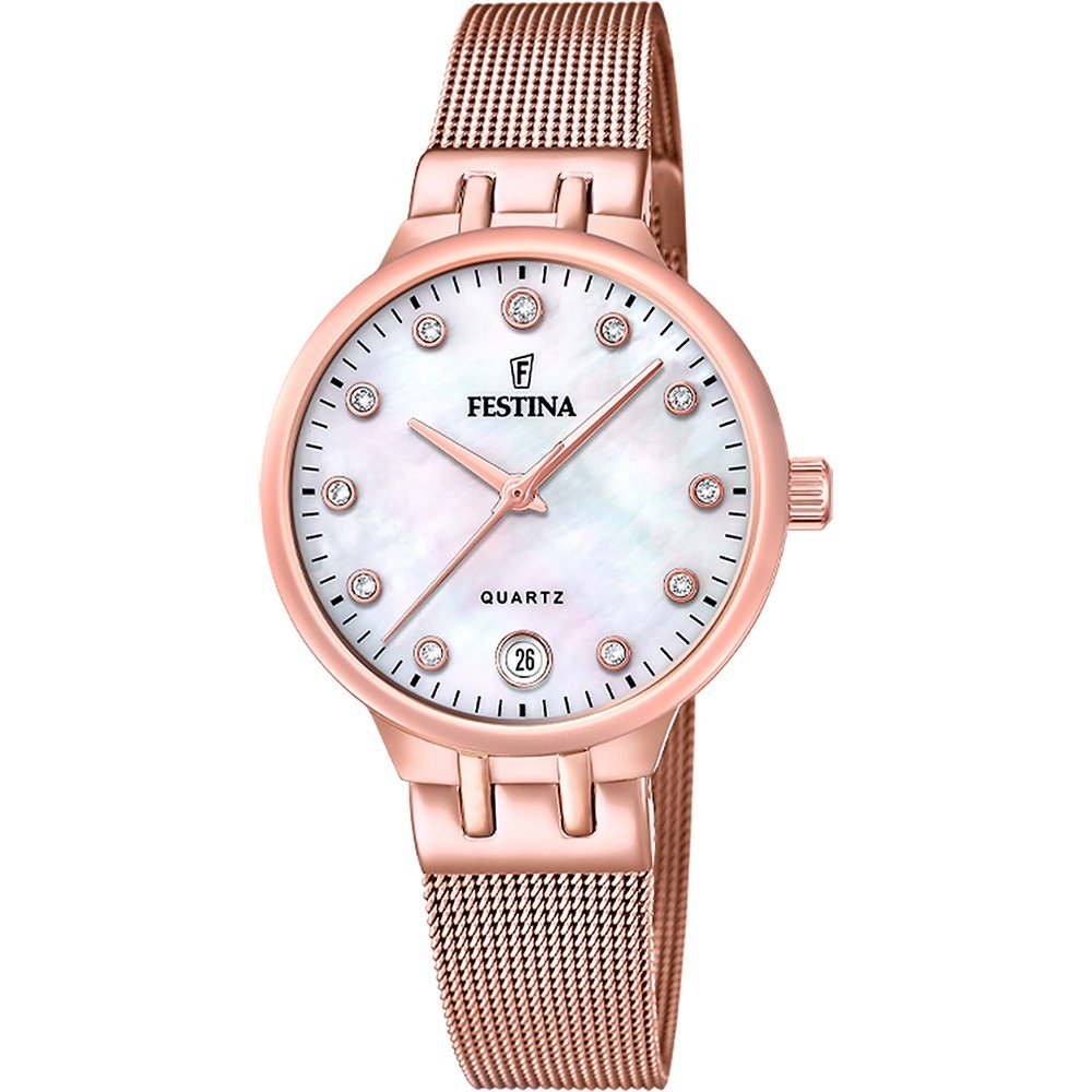 Festina Mademoiselle F20716/1 Damen Armbanduhr Roségold • Saphirglas • Milanaise-Armband