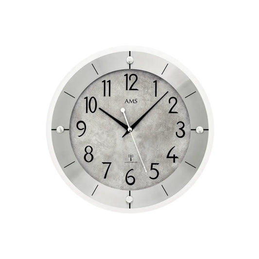 Orologio da parete AMS F5590 argento antico • Radiocontrollato • Vetro minerale sfaccettato