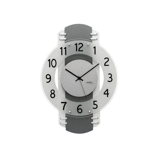 Orologio da parete AMS F5618 antracite • Radiocontrollato • Cassa in legno con rivestimento in alluminio