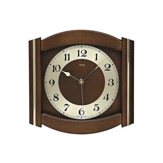 Orologio da parete radiocontrollato AMS F5822/1 in noce • Cassa in legno massello • Vetro minerale