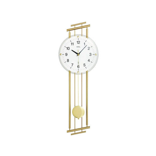 Messing-Wanduhr mit rundem Zifferblatt und Pendel