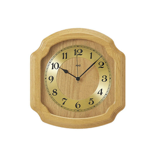 Orologio da parete AMS F5801/5Q in rovere chiaro • Movimento al quarzo • Legno massello con vetro minerale
