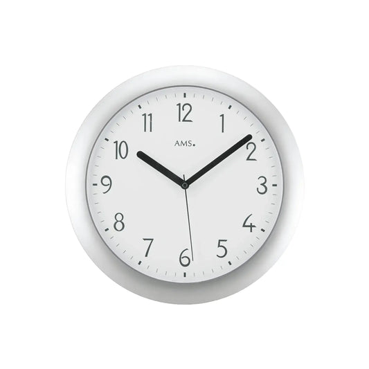 Orologio da parete radiocontrollato AMS F5843, argento • Meccanismo radiocontrollato • Cassa in plastica