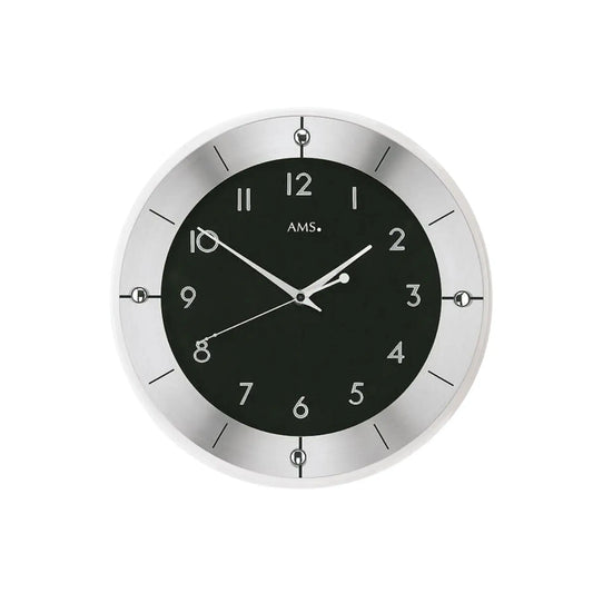 Orologio da parete AMS Tauplitz II F5849 Nero • Movimento radiocontrollato • Vetro minerale sfaccettato