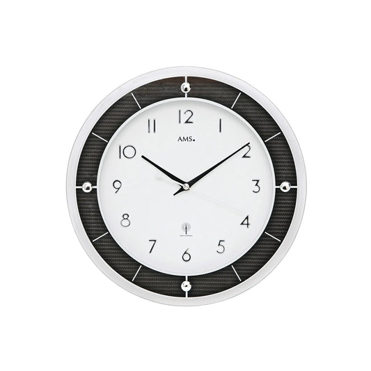 Orologio da parete AMS F5854 Carbon • Radiocontrollato • Vetro minerale sfaccettato